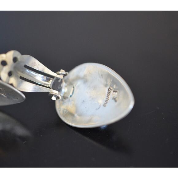 Vintage 925 Sterling Silver Native American Navajo Elsie Yazzie Clip Earrings - Picture 3 of 3